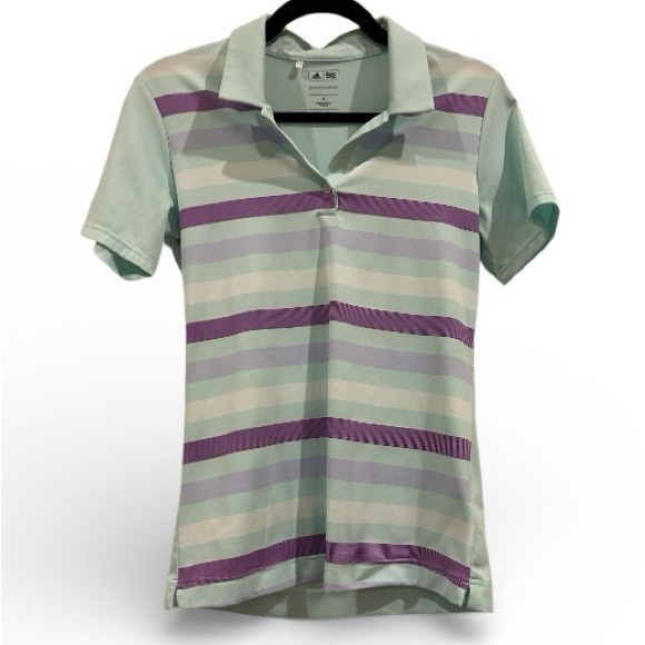 Adidas Striped Polo Shirt - Green and Purple - Picture 2 of 3
